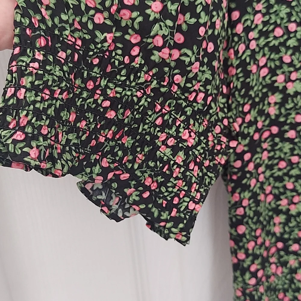 J.Crew Smocked Short Sleeve Floral Midi Dress 10 - Picture 6 of 11